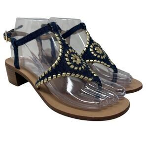 Jack Rogers Navy and Gold Sandals size 7.5